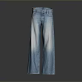 Blue High Waisted Wide Leg Jeans With Vintage Wash And Comfortable Fit