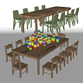 Modern Children's Table and Chair Leisure Table and Chair Dining Table Office Table and Chair Toy Log Table and Chair 3d model