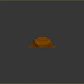 Orange Cloth Covered Object Placed On Gray Floor With Gray Background