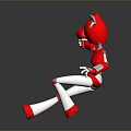 3D Rendered Robot Character With Red Hair Rabbit Ears Holding Red Object And Dynamic Pose