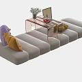 Modern Living Room Interior With Gray Sofa Transparent Table And Decorative Pillows