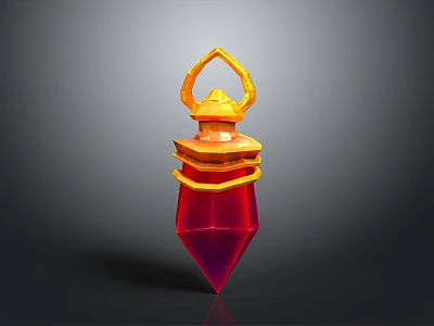 Stylish Fashion Clothing Accessory Featuring Golden Top Red Geometric Pendant Decorative Design For Outfits 3d model