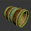 Colorful Multi Layered Ring With Green Gold Copper Bands And Textured Shiny Finish