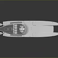 Sleek White Yacht Design With Outboard Motors And Transparent Cabin