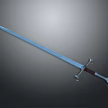 Medieval Long Sword With Shiny Metal Blade And Crossguard Wooden Hilt Design