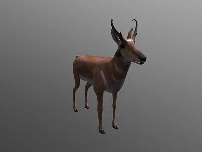 Realistic 3D Antelope Model With Brown Fur And Standing Pose 3d model
