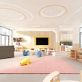 Bright Kindergarten Interior With Pink Mat And Playful Decorations 3d model