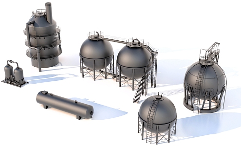 Spherical tank horizontal tank gas tank storage tank industrial equipment 3d model