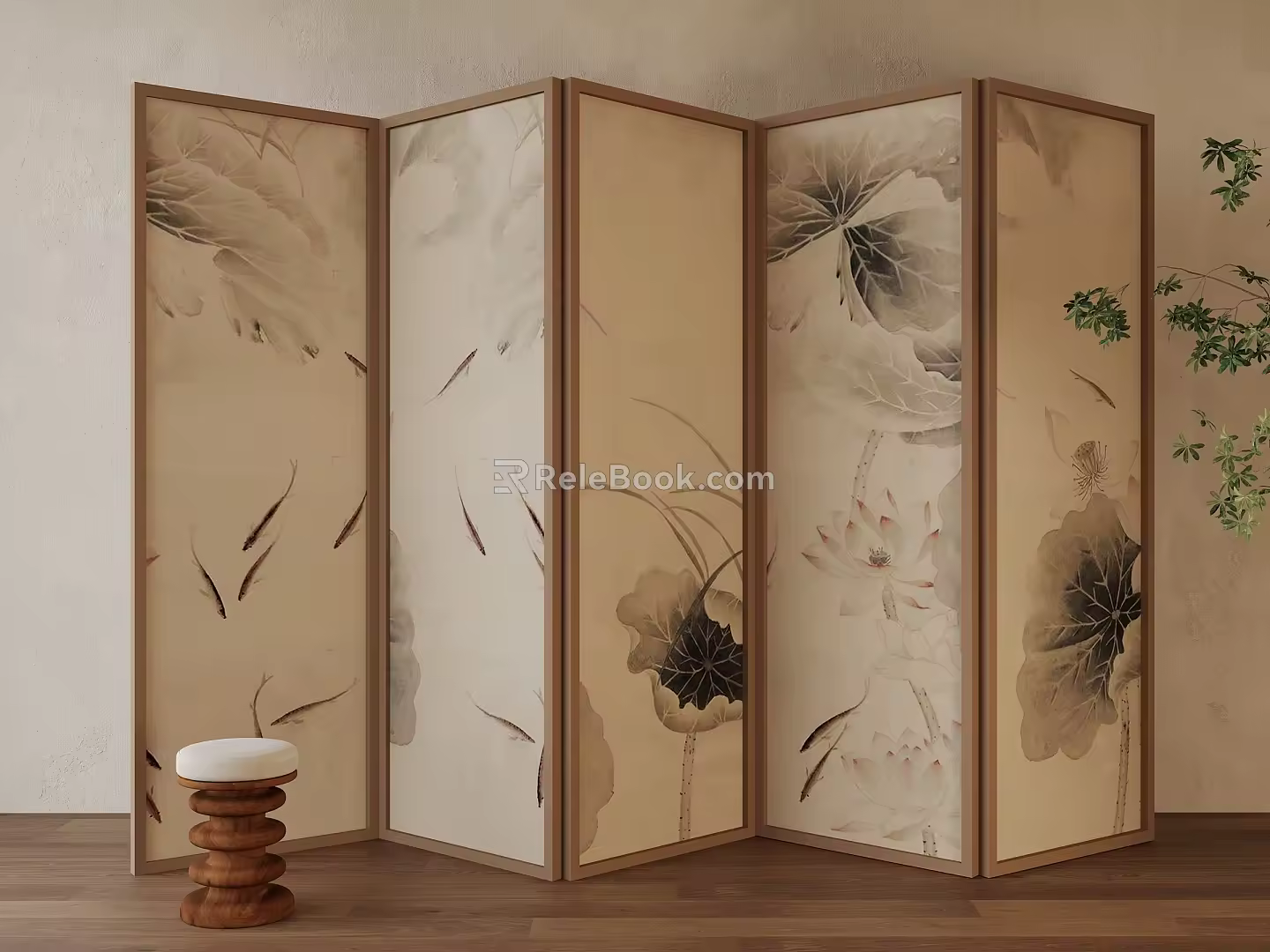 New Chinese Style Screen Round Stool 3d model