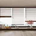 Elegant Wooden Blinds For Window With Red Flowers Books And Wooden Floor