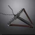 Triangular Metal Structure With Chain Link And Spiked Frame Design