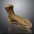 Artistic Terracotta Clay Foot Sculpture With Detailed Toes And Textured Base
