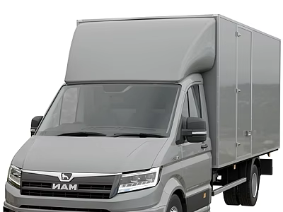 MAM Gray Cargo Van Front View With Enclosed Cargo Box Headlights And Windshield 3d model