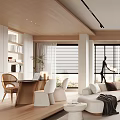 Modern Living Room Interior With White Sofa Coffee Table TV Cabinet And Large Windows