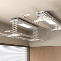 Ceiling Mounted Clothes Hanging Rack With Springs And Built In Lights For Home Use