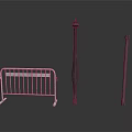 Sturdy Silver Metal Barrier And Black Decorative Posts For Building Scenes