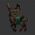 Game and Movie Fantasy Character Horned Horse Like Creature With Green Brown Plant Inspired Features