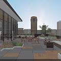 Sunny Urban Roof Garden With Outdoor Seating Lush Greenery And City Skyline