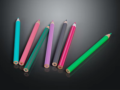 High Quality Colored Pencils in Various Colors for Writing and Drawing 3d model