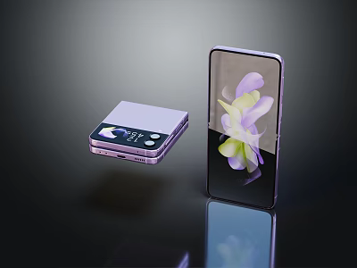 Foldable Smartphone Dual Mode Screen Display With Flower Pattern Modern Digital Design 3d model