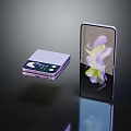 Foldable Smartphone Dual Mode Screen Display With Flower Pattern Modern Digital Design 3d model