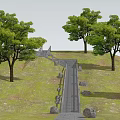 Winding Wooden Boardwalk Through Lush Green Forest With Tall Trees And Scenic Views
