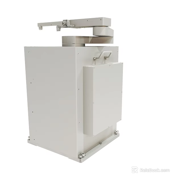 Sturdy White Industrial Mechanical Equipment With Metal Structure And Cabinet Door 3d model 