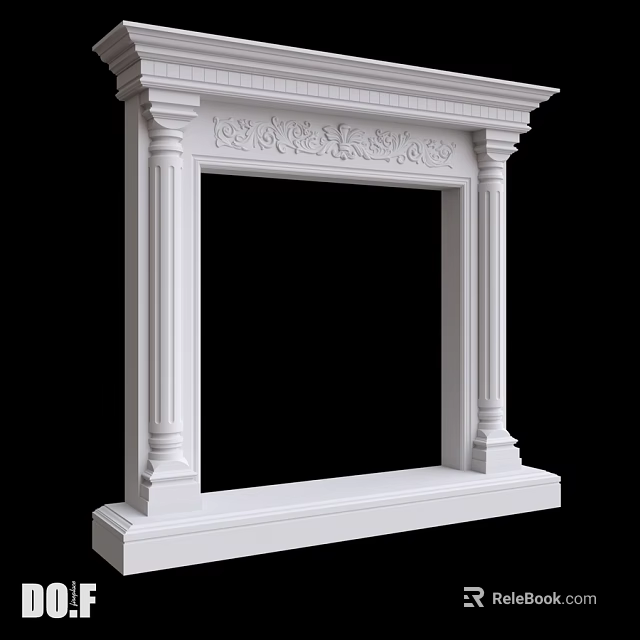 White Classical Fireplace With Ornate Carvings Decorative Columns And Detailed Design 3d model 