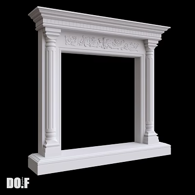 White Classical Fireplace With Ornate Carvings Decorative Columns And Detailed Design 3d model