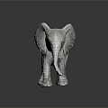 Light Colored Elephant Statue With Textured Surface Standing On Smooth Gray Background 3d model