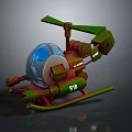 Green And Red Helicopter 3D Model With Transparent Cockpit And Number 918