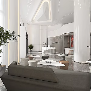 Modern Hall Lobby Recreation Area 3d model