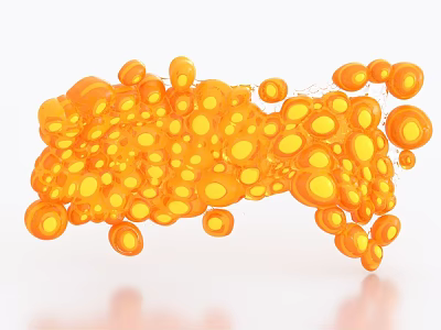 Decorative Ornament Set Featuring Orange Circular Bubbles 3D Model with Glossy Finish for Home Decor 3d model