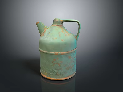 Rusty Oil Pot Oil Pot Container Metal Rust Vintage Industrial Agriculture Gardening Kettle 3d model