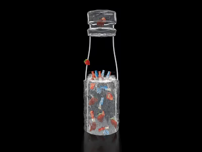 Tea Break Area Featuring Transparent Container With Strawberries And Colorful Straws 3d model