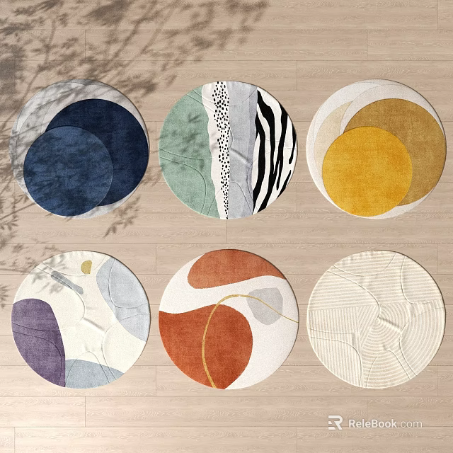 Round Rugs with Colorful Abstract Patterns for Modern Home Interior Decor 3d model