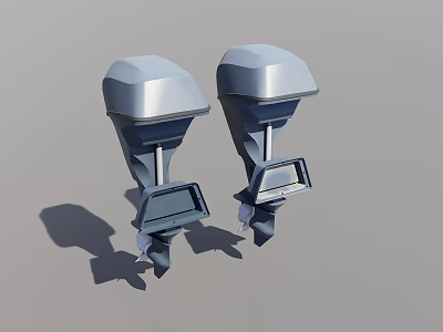 Two Silver Outboard Motors Marine Industrial Equipment For Boat Propulsion Engines 3d model