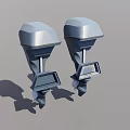 Two Silver Outboard Motors Marine Industrial Equipment For Boat Propulsion Engines