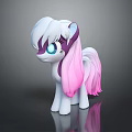 Cute Animated Pony Character With White Pink Mane And Blue Eyes
