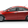 Red Four Door Sedan Car With Sunroof And Silver Alloy Wheels Design