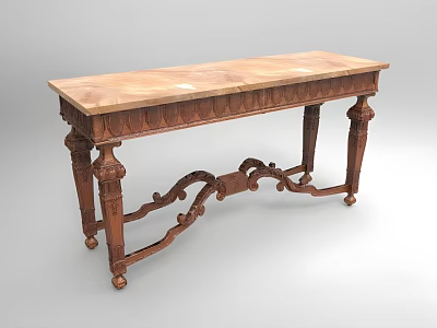 Elegant Classic Wooden Desk With Ornate Carved Legs And Polished Top 3d model