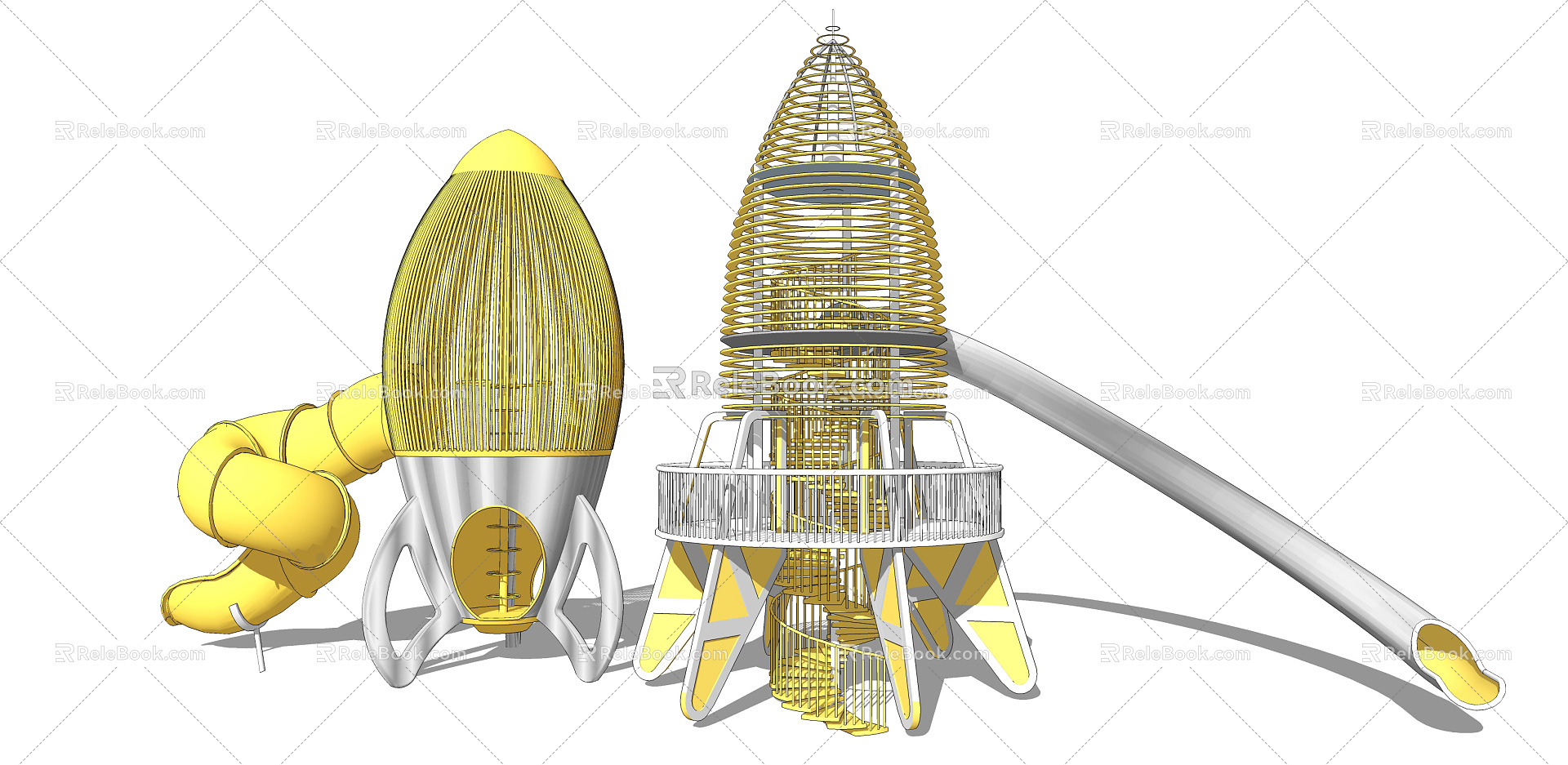 Modern play equipment sci-fi children slide rocket tree house rotating slide model