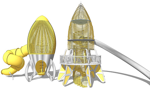 Modern play equipment sci-fi children slide rocket tree house rotating slide 3d model