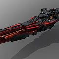 Large Black and Red Cosmic Spaceship With Complex Structure And Multiple Components