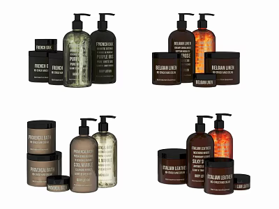 Stylish Bathroom Accessories Featuring Dispensers Jars And Various Color Designs 3d model