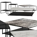 Modern Coffee Table Design With Sleek Marble Top And Black Metal Frame Structure 3d model