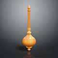 Golden Decorative Weapon With Intricate Patterns Pointed Top And Spherical Base 3d model