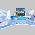 Attractive Photo Spot With Blue White Food Truck Open Top Drinks And Blue Backdrops