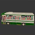 Detailed Green and White Bus Model Featuring Clear Windows Side Doors And Reflection 3d model