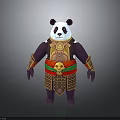 Panda Character In Decorative Armor With Red Belt And Gold Accents